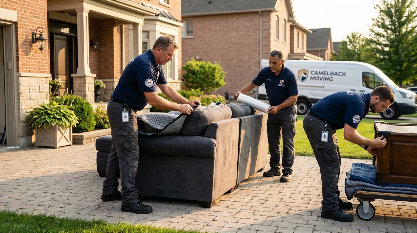 Large estate moving crew wrapping furniture in Loogootee, IN